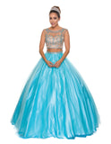 Juliet 338 - Quinceanera Dress Turquoise 2 Piece Bateau Neckline Cap Sleeve - DiscountDressShop