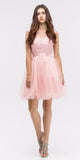 Dusty Pink Cap Sleeve Lace Applique Bodice Homecoming Dress Short