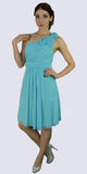 Cinderella Divine 3909 Aqua One Shoulder Chiffon Knee Length Bridesmaid Dress