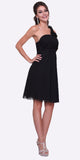 Cinderella Divine 3909 Black One Shoulder Chiffon Knee Length Bridesmaid Dress