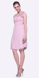 Cinderella Divine 3909 Dusty Rose One Shoulder Chiffon Knee Length Bridesmaid Dress