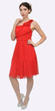 Cinderella Divine 3909 Red One Shoulder Chiffon Knee Length Bridesmaid Dress