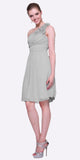 Cinderella Divine 3909 Silver One Shoulder Chiffon Knee Length Bridesmaid Dress