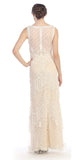 Ivory/Champagne Satin and Corded Lace Long Column Dress Formal