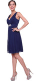 Cinderella Divine 3915 Chiffon Bridesmaid Navy Blue Dress Knee Length Empire Waist
