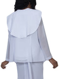 Hosanna 3952 Plus Size White 3 Piece Set Tea Length Dress Back View