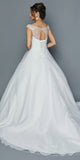 Lace-Up Back V-Neck Wedding Ball Gown White