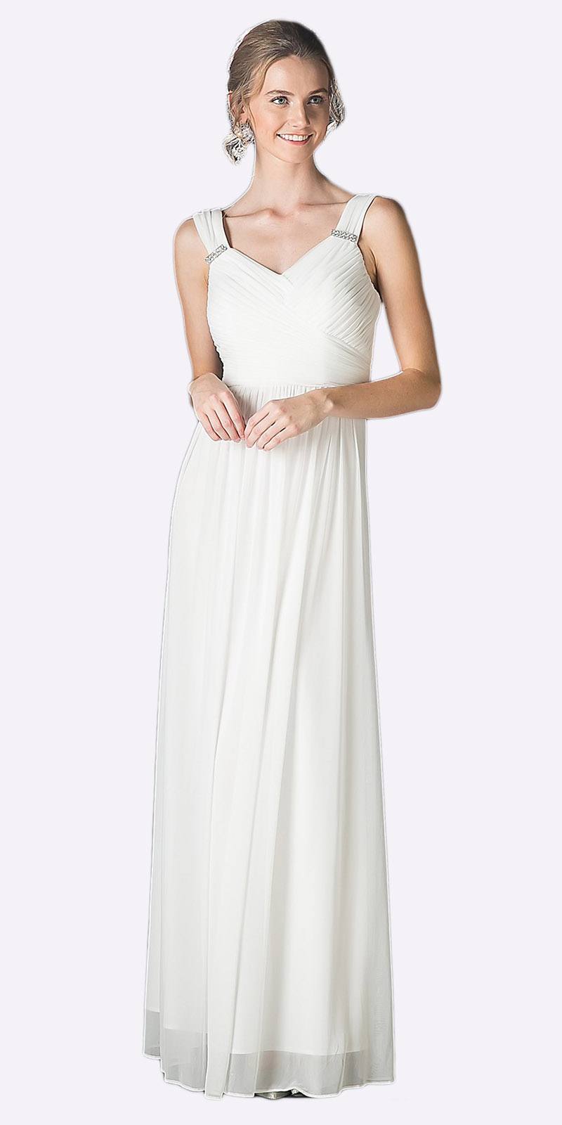 Cinderella Divine 3984 Long Beach Wedding Bridesmaid Dress Off White Flowy Chiffon