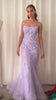 Ladivine CD995 Floor Length Fitted Floral Applique Tulle Gown