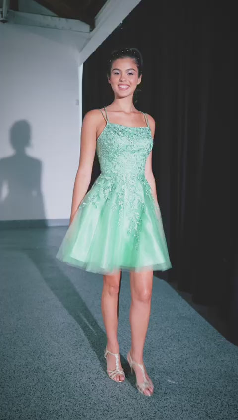 Eureka Fashion 9727 Short A-Line Glitter Tulle Dress 3D Lace Embroidery