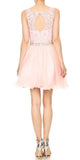 Embellished Waist Blush Homecoming Short Dress