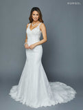Long Mermaid Style White Wedding Gown with Train