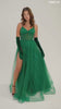 Eureka Fashion 9177 Long A-Line Mesh Ball Gown with Leg Slit