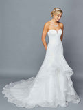 DeKlaire Bridal 416 Strapless Plunging Sweetheart Neckline Illusion Panel Chapel Train Mermaid Wedding Dress
