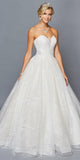 DeKlaire Bridal 428 Strapless Sweetheart Neckline Glitter Tulle Ball Gown White Wedding Dress Beaded Lace
