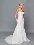 DeKlaire Bridal 430 Strapless Sweetheart Neckline Sheer Side Cut Out Court Train Trumpet Mermaid Wedding Dress
