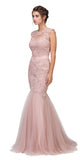 Eureka Fashion 4510 Cut Out Back Floor Length Mermaid-Style Sleeveless Wedding Gown Dusty Rose