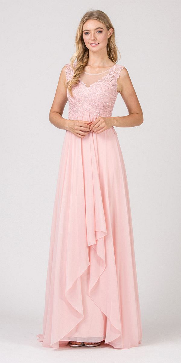 Eureka Fashion 4711 Blush Empire Waist Long Formal Dress Sleeveless