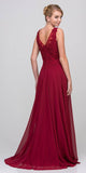 Burgundy Empire Waist Long Formal Dress Sleeveless