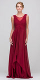 Burgundy Empire Waist Long Formal Dress Sleeveless