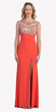 Sexy Floor Length Formal Gown Coral Front Slit Open Back