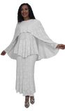 Hosanna 5009 Plus Size 3 Piece Set White Tea Length Dress Lace