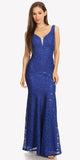 Lace Mermaid Evening Gown V-Neck with Mesh Panel Royal Blue