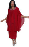 Hosanna 5024 Plus Size Red 3 Piece Set Tea Length Dress