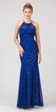 Eureka Fashion 5030 Mermaid Flair Skirt Lace Evening Gown Royal Blue Pearl Necklace