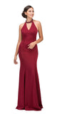 Burgundy Mermaid Prom Gown with Beaded Choker-Collar