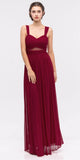 Burgundy Prom Gown Ruched Bodice Sweetheart Neckline Cut-Out Midriff