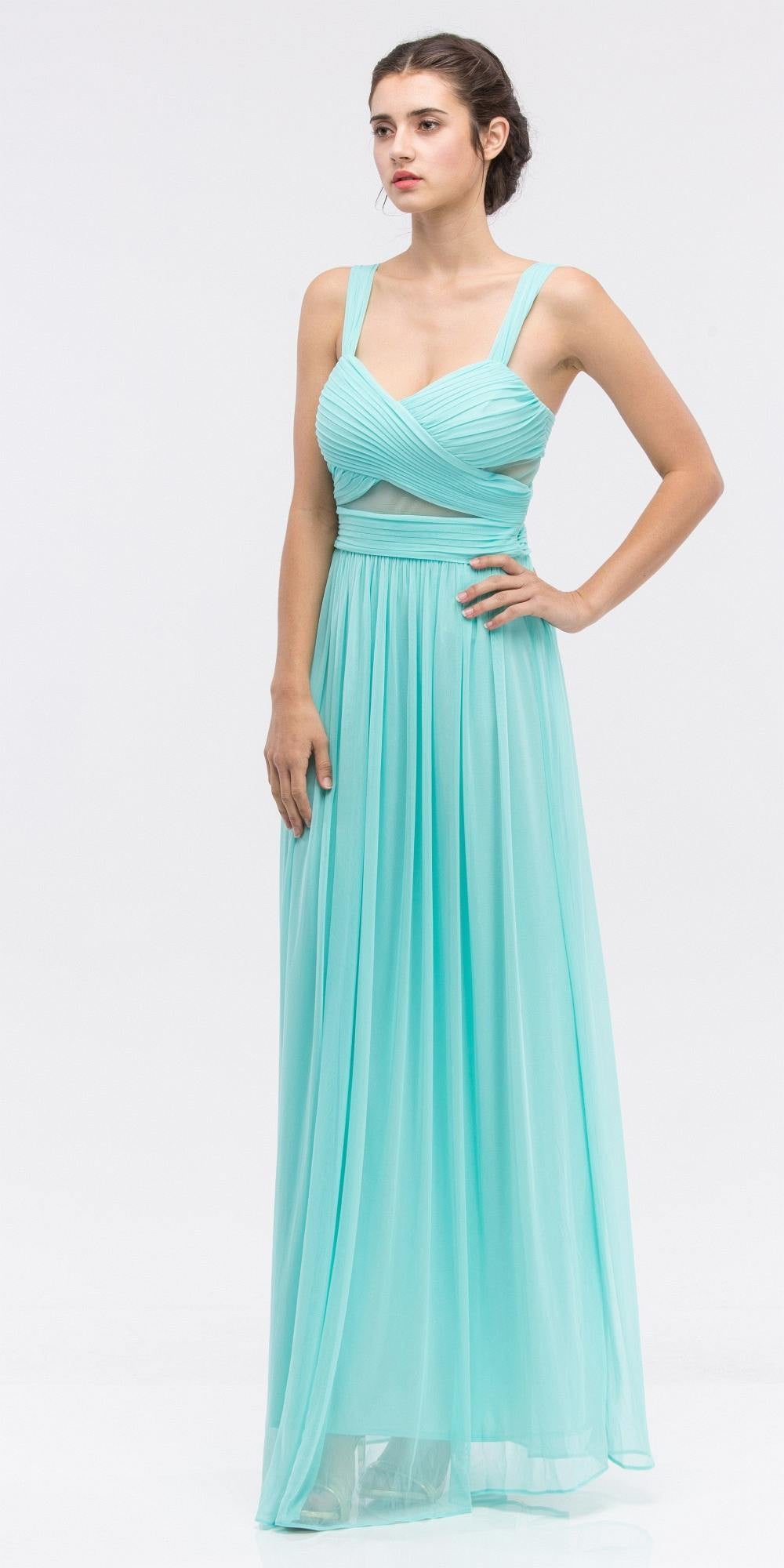 Mint Prom Gown Ruched Bodice Sweetheart Neckline Cut-Out Midriff