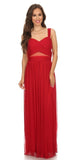 Red Prom Gown Ruched Bodice Sweetheart Neckline Cut-Out Midriff
