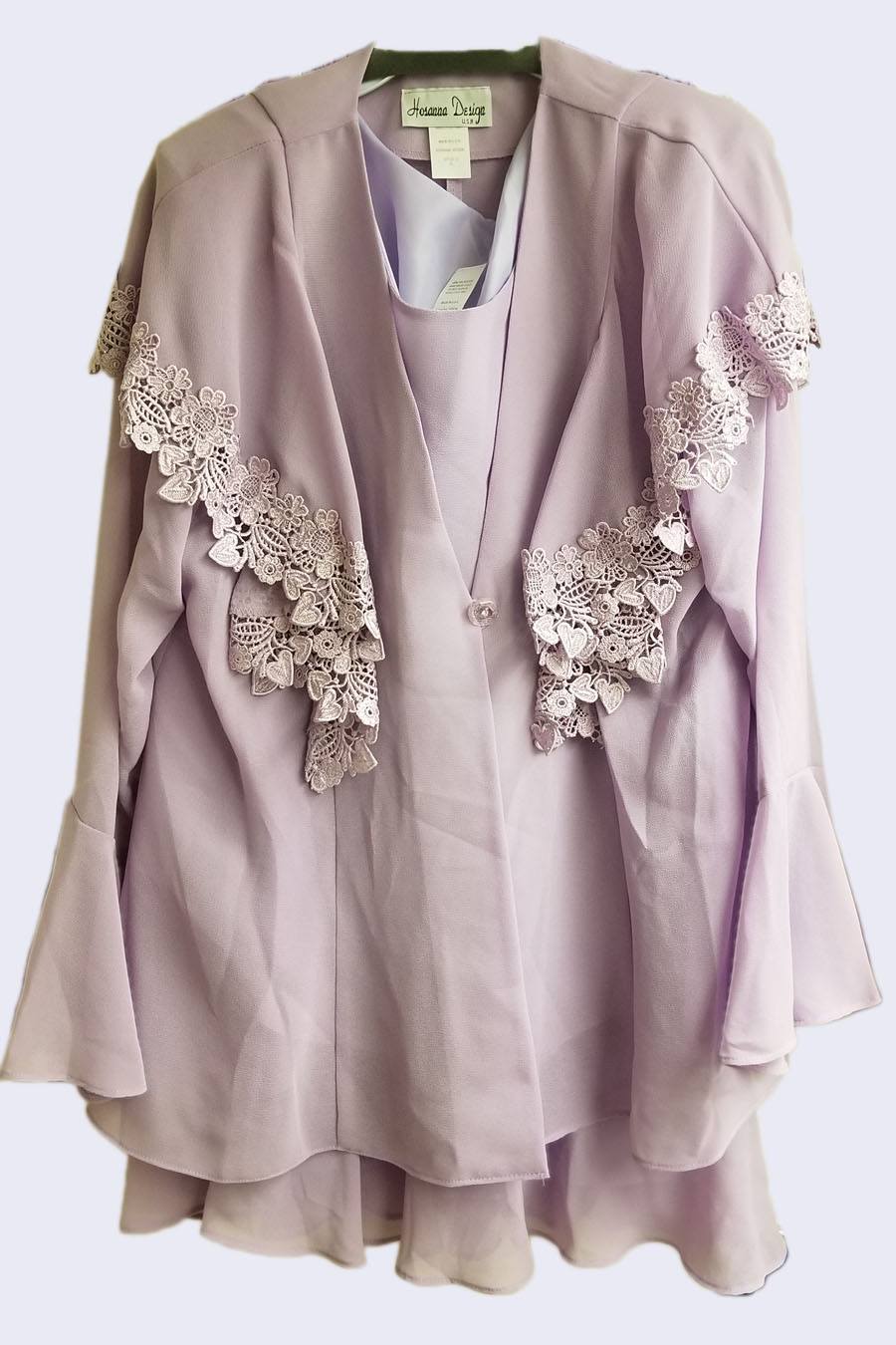 CLEARANCE - Hosanna 5162 Tea Length Lilac Dress 3-Piece with Jacket (Size XL)