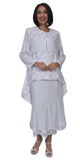 Hosanna 5227 Plus Size 3 Piece Set White Tea Length Dress