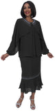 Hosanna 5235 Plus Size 3 Piece Set Black Ankle Length Dress