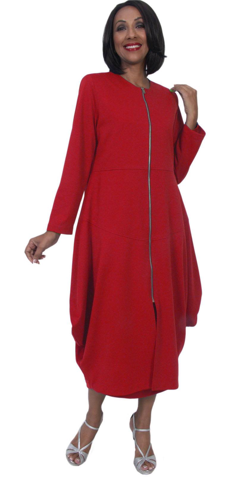 Hosanna 5273 Plus Size 3 Piece Set Red Ankle Length Dress