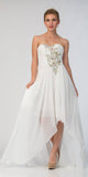 High Low Strapless A Line Ruched Bodice Off White Prom Dress