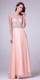 Cinderella Divine 56 Peach Bateau Illusion Neckline Embellished Bodice Sleeveless Prom Gown