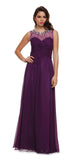 Juliet 566 Keyhole Back Jewel Neckline Long Purple Prom Dress
