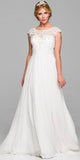 Plus Size Off White Formal Gown Cap Sleeve Empire Waist Full Length
