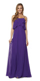 Purple Long Bridesmaid Dress Ruffled Bodice