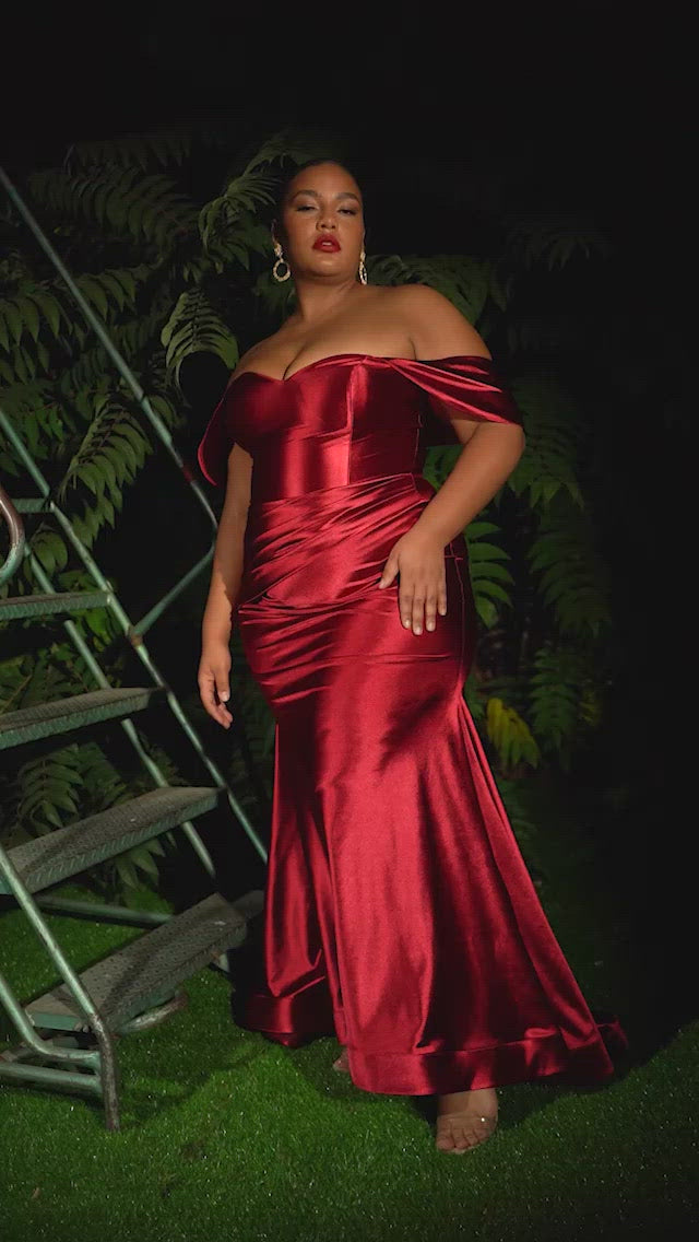 Cinderella Divine CH163C Strapless Off the Shoulder Fitted Gown