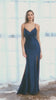 Juliet 284 Long Ruched Bodice Mermaid Evening Gown with Slit