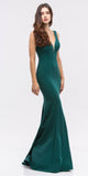 Plunging V-Neck Floor Length Mermaid Prom Dress Hunter Green