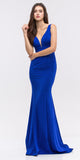 Plunging V-Neck Floor Length Mermaid Prom Dress Royal Blue