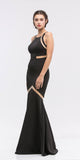 Sleeveless Trumpet Prom Gown with Sheer Panels Black