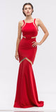 Sleeveless Trumpet Prom Gown with Sheer Panels Red