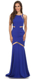 Sleeveless Trumpet Prom Gown with Sheer Panels Royal Blue