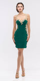 Appliqued Sweetheart Neckline Bodycon Short Prom Dress Hunter Green